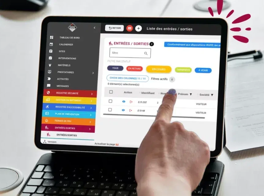 registre de sécurité sur tablette