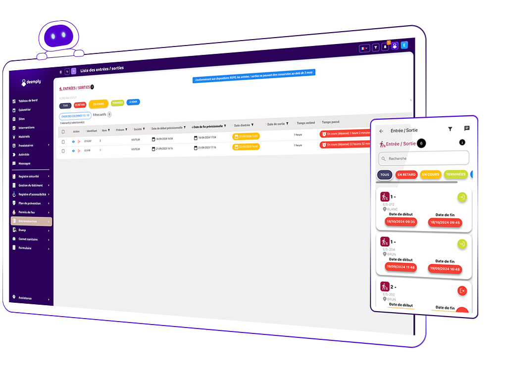 registre visiteur entreprise via l'application Deemply